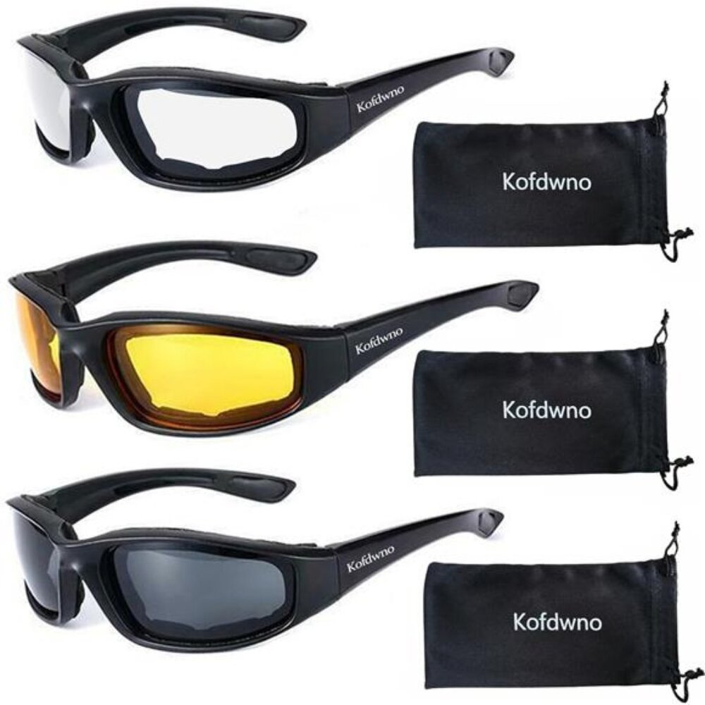 Motorcycle Goggles Riding Glasses UV Protection Anti Wind Dustproof 3 Pack